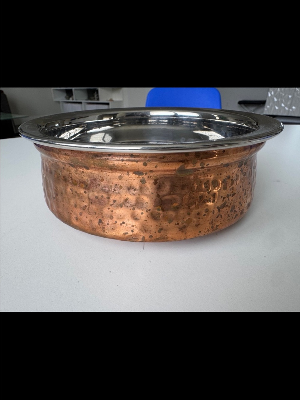 Hammered Copper Serving Bowl with Stainless Steel interior Price firm